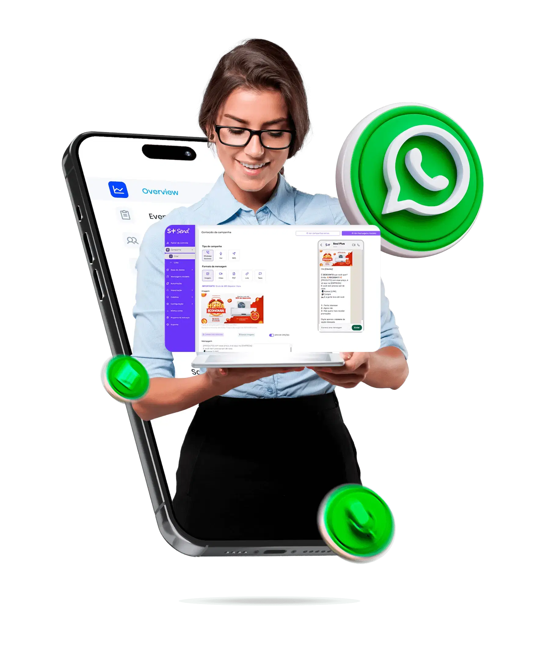 Imagem de uma mulher usando o aplicativo Soul Send